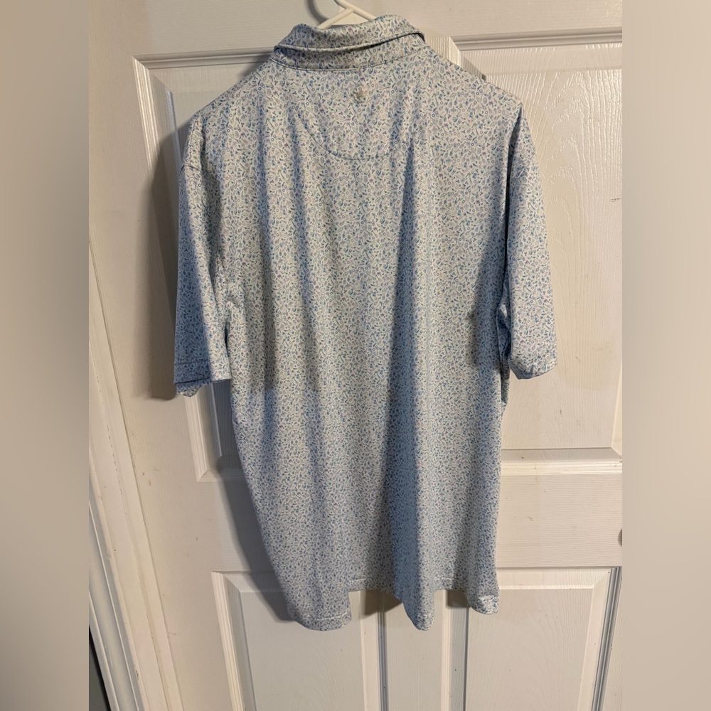 Peter Millar Sky Blue Pattern Polo Shirt - Picture 2 of 5